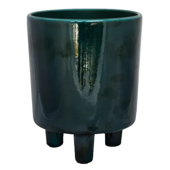 Plant Pot with Feet - Emerald, Ceramic