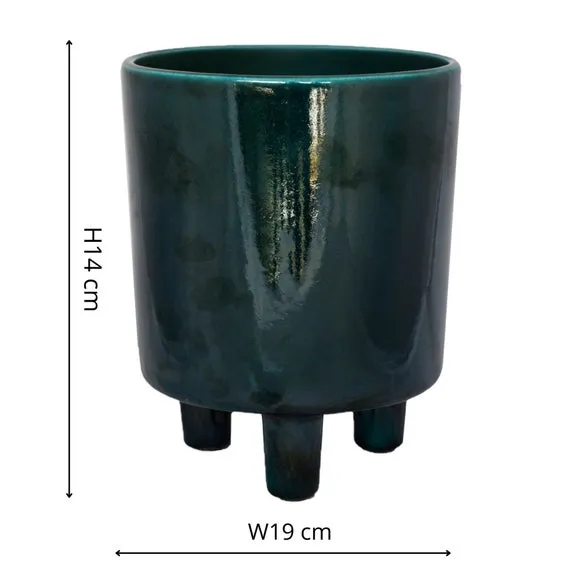 Plant Pot with Feet - Emerald, Ceramic