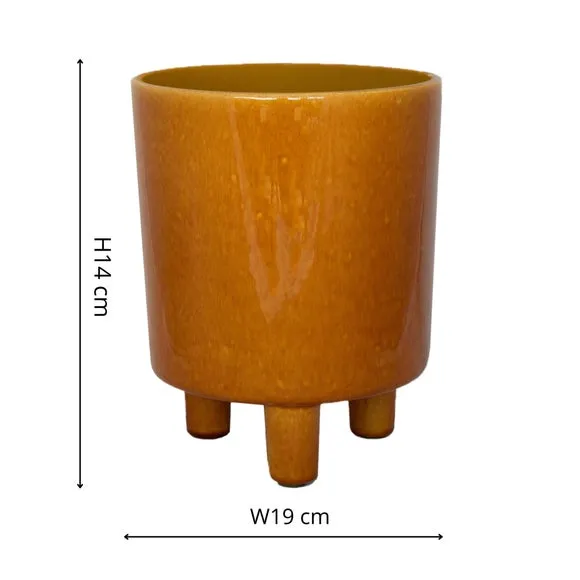Plant Pot with Feet - Mustard, Ceramic
