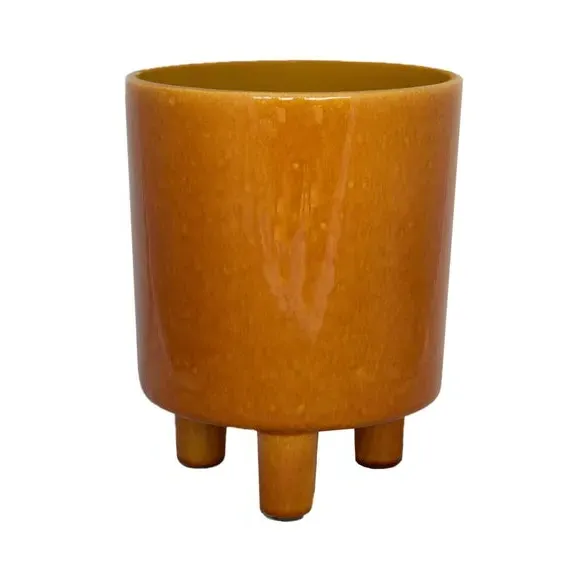 Plant Pot with Feet - Mustard, Ceramic
