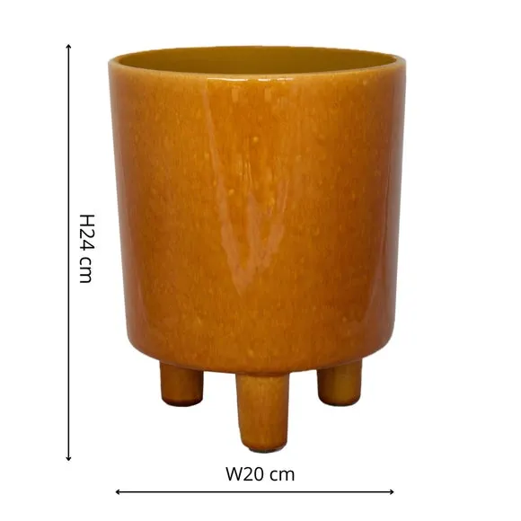 Plant Pot with Feet - Mustard, Ceramic
