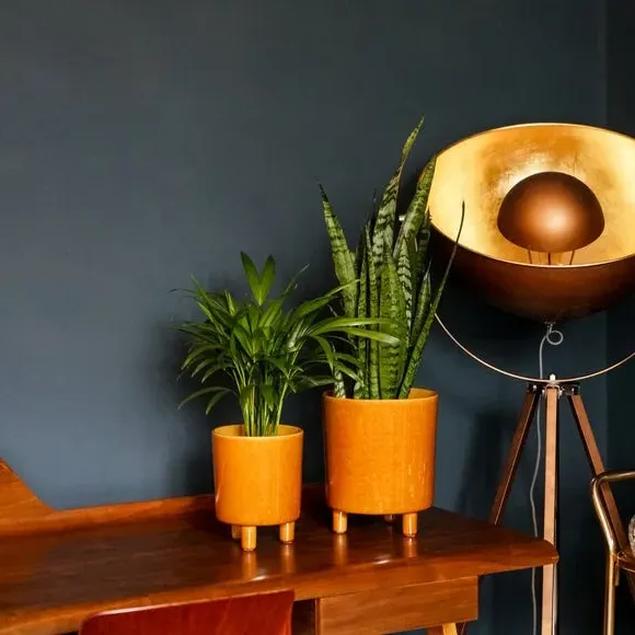 Plant Pot with Feet - Mustard, Ceramic