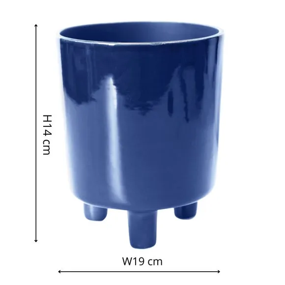 Plant Pot with Feet - Navy, Ceramic
