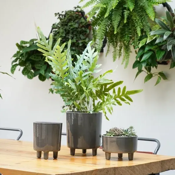 Plant Pot with Feet - Slate, Ceramic