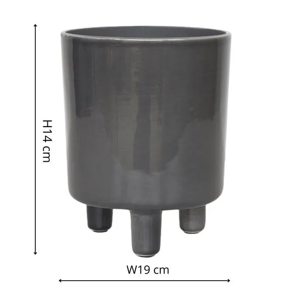 Plant Pot with Feet - Slate, Ceramic