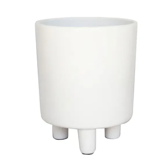 Plant Pot with Feet - White, Ceramic