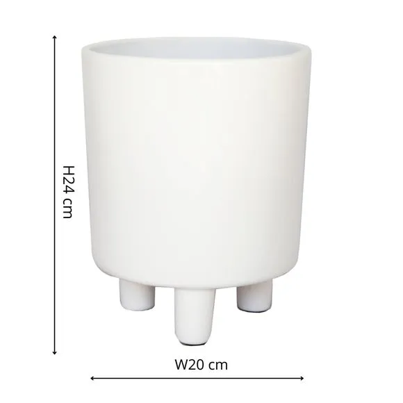 Plant Pot with Feet - White, Ceramic