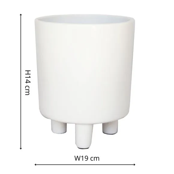 Plant Pot with Feet - White, Ceramic