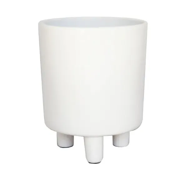 Plant Pot with Feet - White, Ceramic