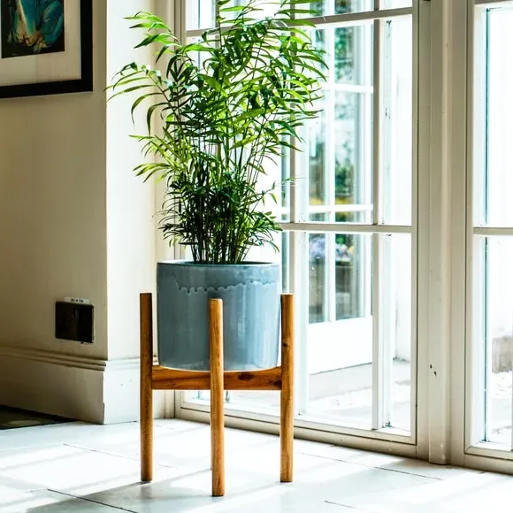 Plant Pot with Stand - Warm Grey, Ceramic