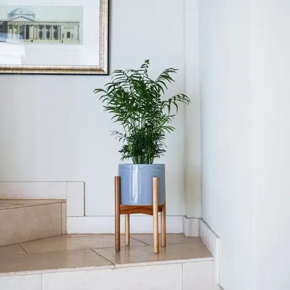 Plant Pot with Stand - Warm Grey, Ceramic