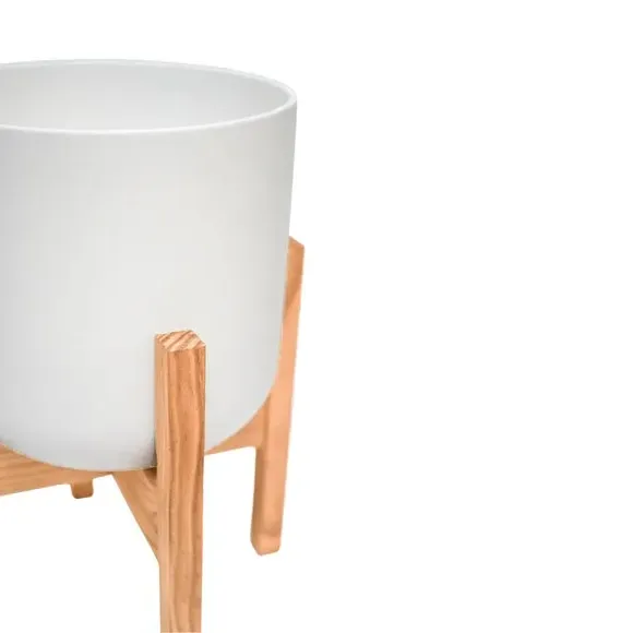 Plant Pot with Stand - White