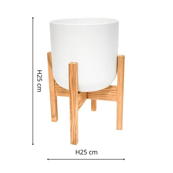 Plant Pot with Stand - White