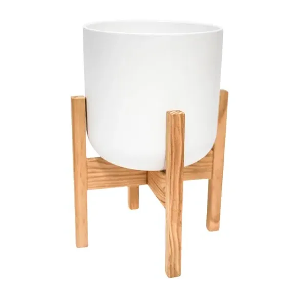 Plant Pot with Stand - White image