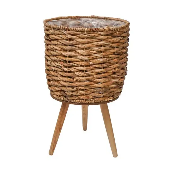 Plant Pot with Tripod Legs - Natural, Water Hyacinth