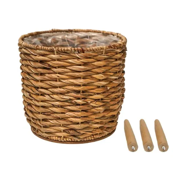 Plant Pot with Tripod Legs - Natural, Water Hyacinth