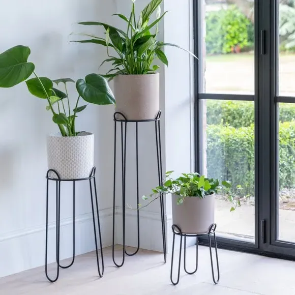 Plant Stand Contemporary Design - Black, Iron image
