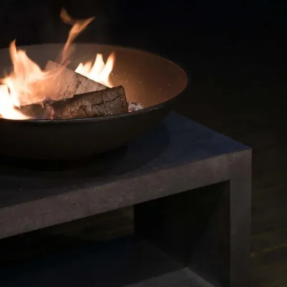 Rectangle Fire Bowl Console - Dark Grey, Granite