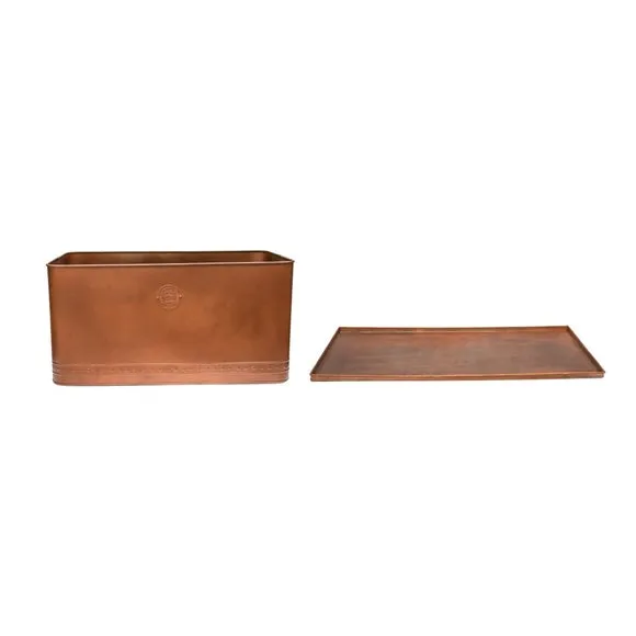 Rectangle Outdoor Planter with Tray - Copper