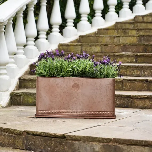 Rectangle Outdoor Planter with Tray - Copper image