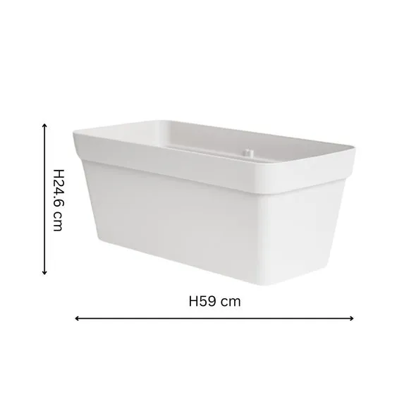 Rectangle Planter with Wheels - White, Plastic