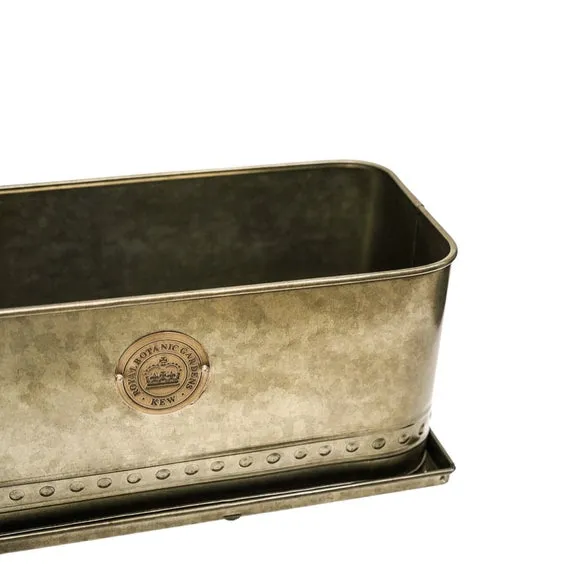 Rectangle Trough Planter with Base - Brass