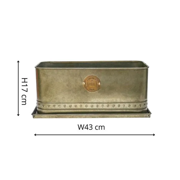 Rectangle Trough Planter with Base - Brass