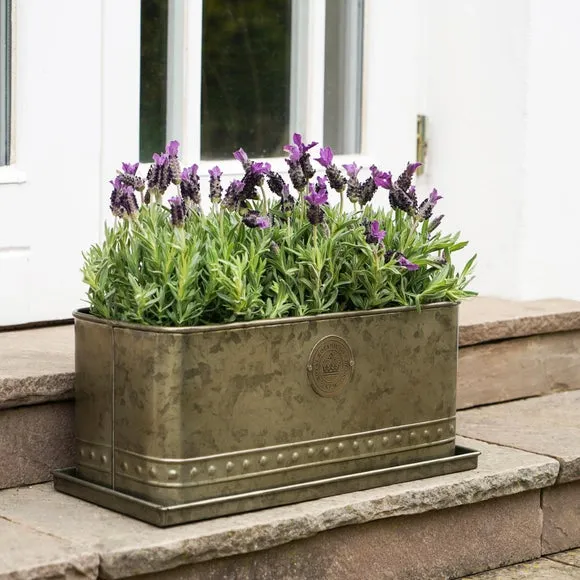 Rectangle Trough Planter with Base - Brass image