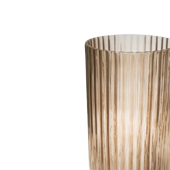 Ribbed Glass Vase - Apricot