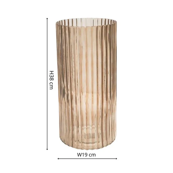 Ribbed Glass Vase - Apricot