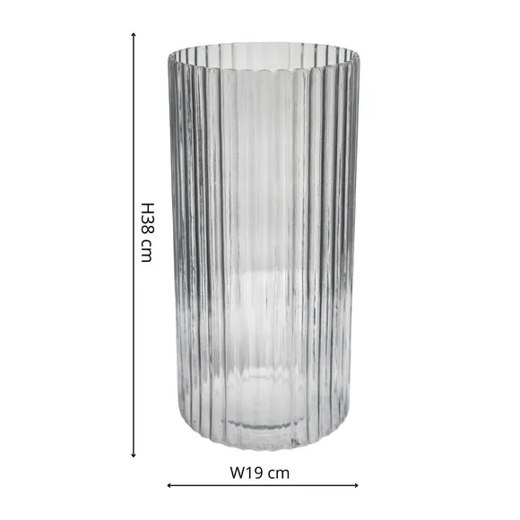 Ribbed Glass Vase - Clear