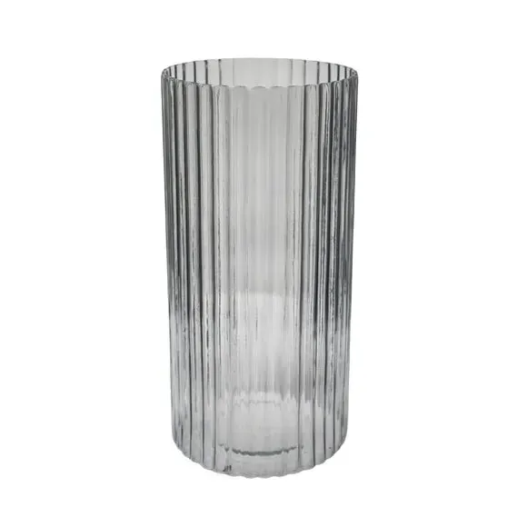 Ribbed Glass Vase - Clear