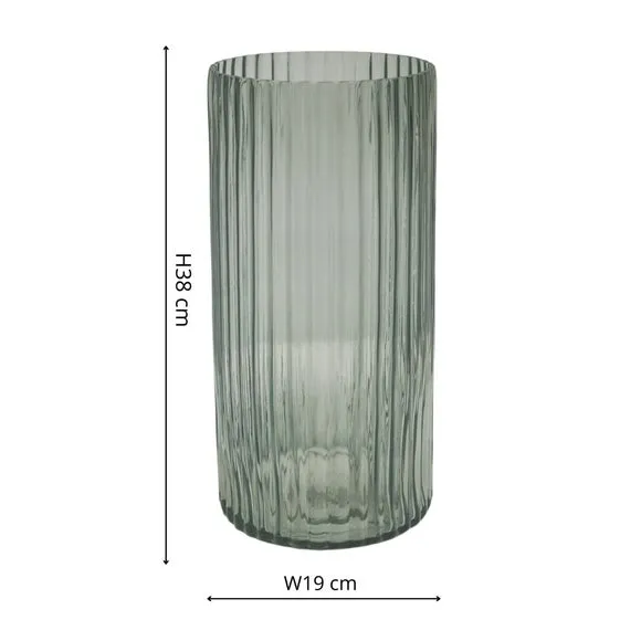Ribbed Glass Vase - Sage