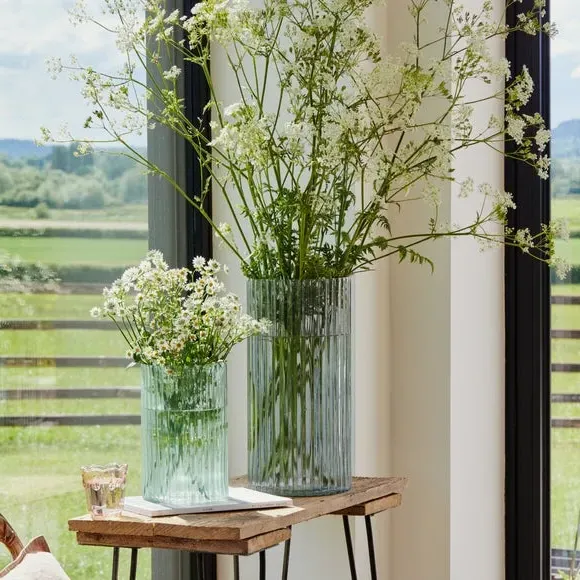 Ribbed Glass Vase - Sage