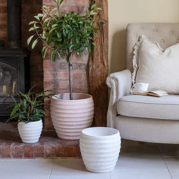 Ribbed Plant Pot - Natural, Terracotta