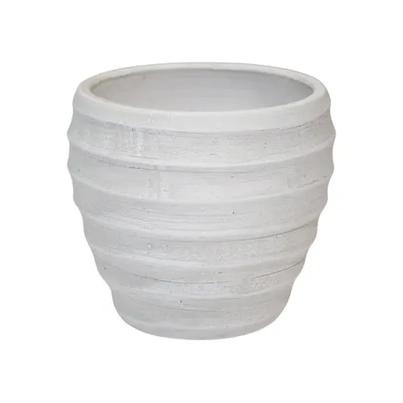 Ribbed Plant Pot - White, Terracotta
