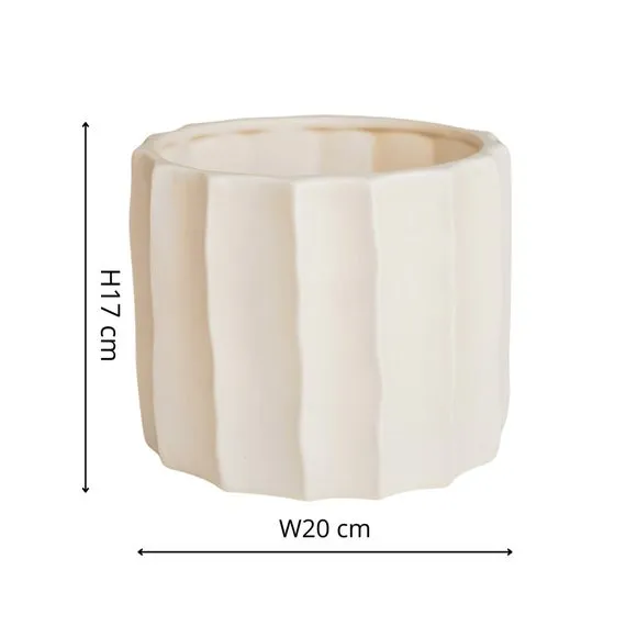 Ripple Plant Pot - Ivory, Ceramic