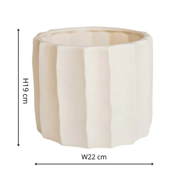 Ripple Plant Pot - Ivory, Ceramic