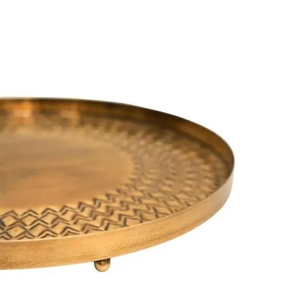 Round Decorative Tray Embossed - Gold, Steel