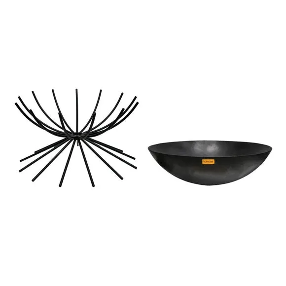 Round Fire Pit with Tapered Legs - Black, Metal