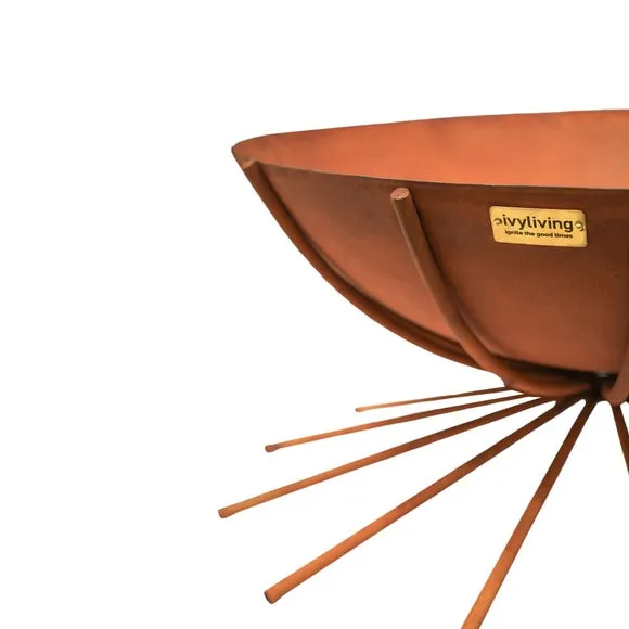 Round Fire Pit with Tapered Legs - Rust, Metal