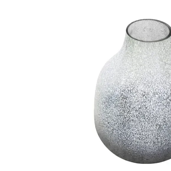 Round Glass Vase with Frosted Finish - Blue