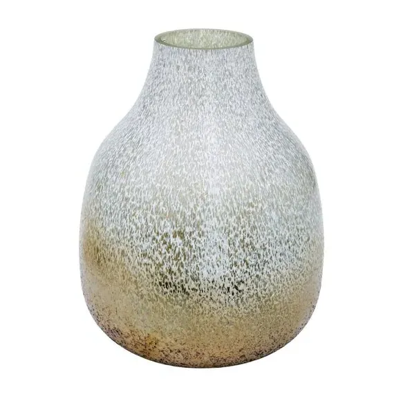 Round Glass Vase with Frosted Finish - Gold