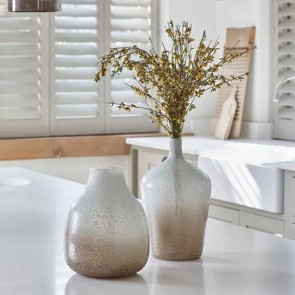 Round Glass Vase with Frosted Finish - Gold
