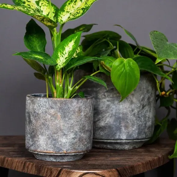 Round Plant Pot with Waterproof - Earth, Ceramic