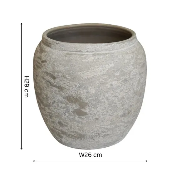 Rustic Plant Pot with Glaze - Grey, Terracotta