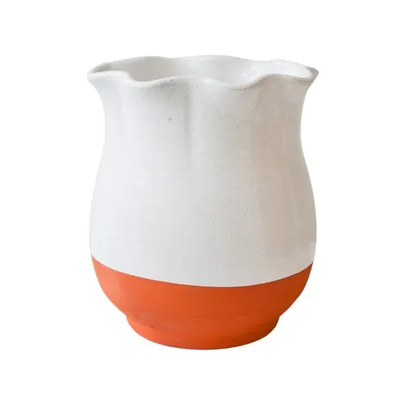 Scalloped Vase - Ivory, Terracotta