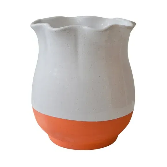 Scalloped Vase - Olive, Terracotta