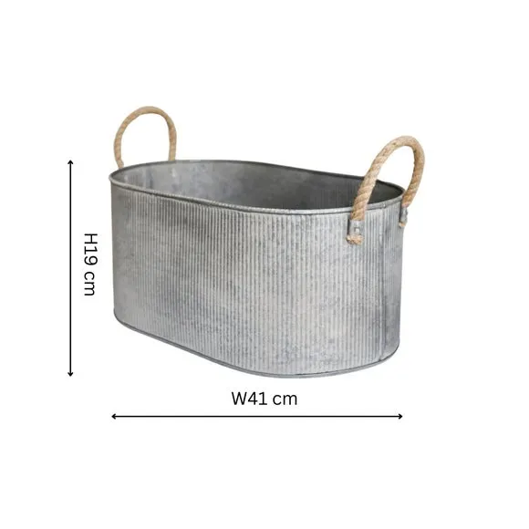 Set of 2 Outdoor Troughs with Rope Handles - Grey