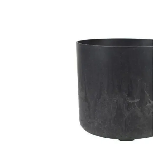 Set of 2 Plant Pots - Black, Artificial Stone